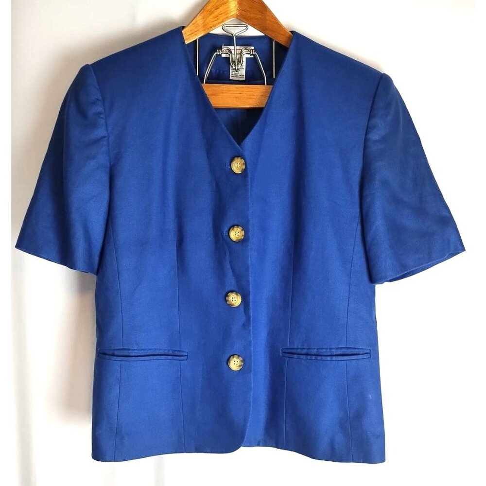 Talbots Vintage Dress Short 2 Piece Set Blue Size 12